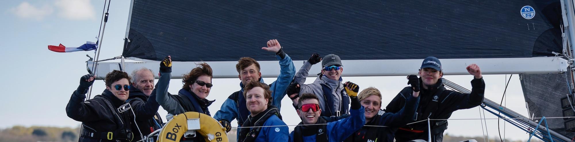 John Smart’s J/109 Jukebox celebrate at the 2026 RORC Easter Challenge © Paul Wyeth/RORC