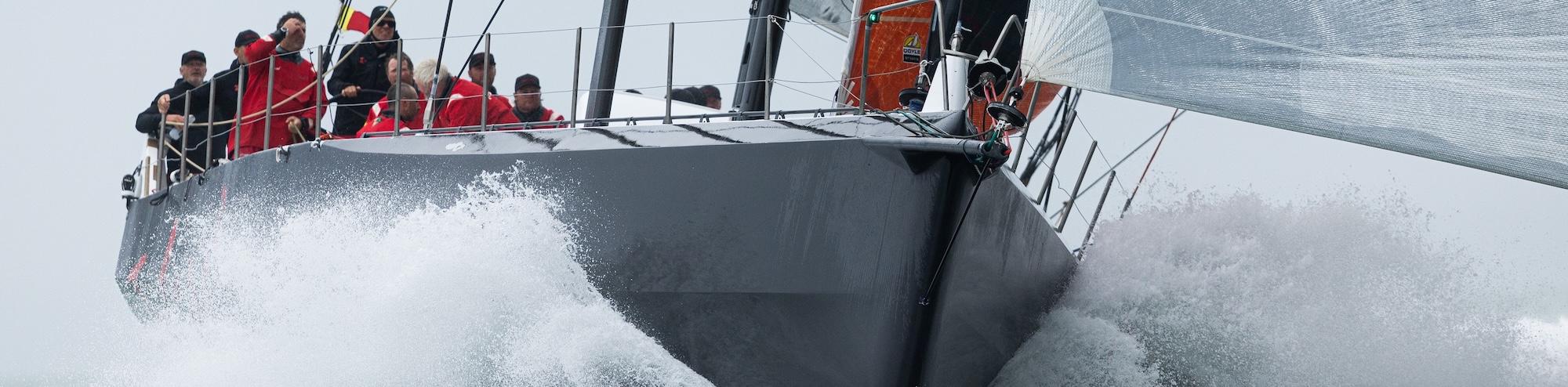 COWES, UK - 26 June 2025: Volvo 70 Tschüss 2 (USA), owned by Christian Zugel and co-skippered by Johnny Mordaunt, has taken Line Honours in the West to East Transatlantic Race 2025 in an elapsed time of 07 Day 15 Hrs 29 Mins and 10 Secs. © Lloyd Images/RORC