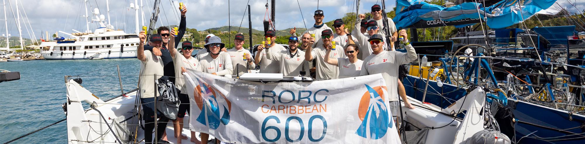 RORC Caribbean 600 winner Tschuss 2 celebrate in Antigua © Arthur Daniel/RORC