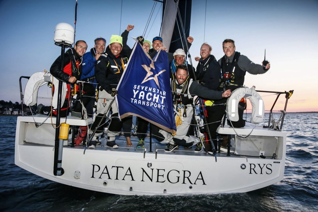Palanad 3's Antoine Magre was on board the race's overall winner Pata Negra in the last event in 2018  Below: Receiving the RORC Transatlantic race Trophy from RORC Commodore, James Neville © Paul Wyeth/pwpictures.com